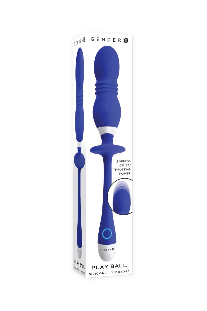 Evolved - Gender X - Play Ball Thrusting Vibrator - Blue - Stag Shop