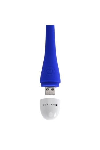 Evolved - Gender X - Play Ball Thrusting Vibrator - Blue - Stag Shop
