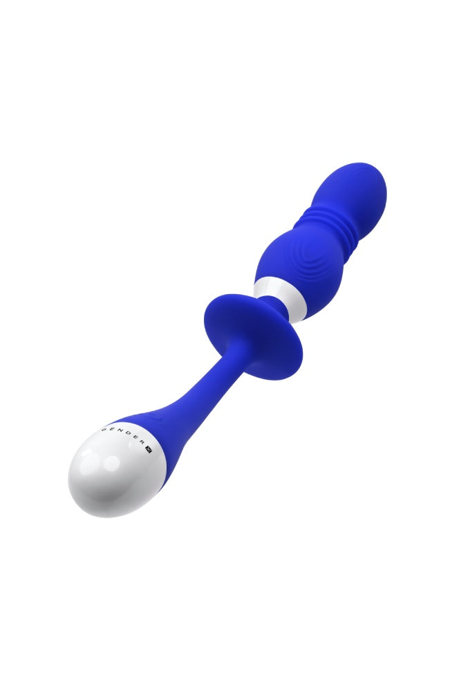 Evolved - Gender X - Play Ball Thrusting Vibrator - Blue - Stag Shop