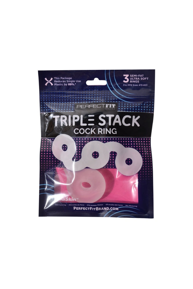 Perfect Fit - Triple Stack Connected Cock Ring Set - Clear - Stag Shop