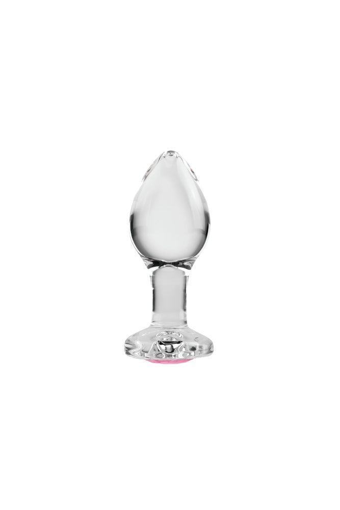 Adam & Eve - Pink Gem Glass Anal Plug - Clear/Pink - Stag Shop