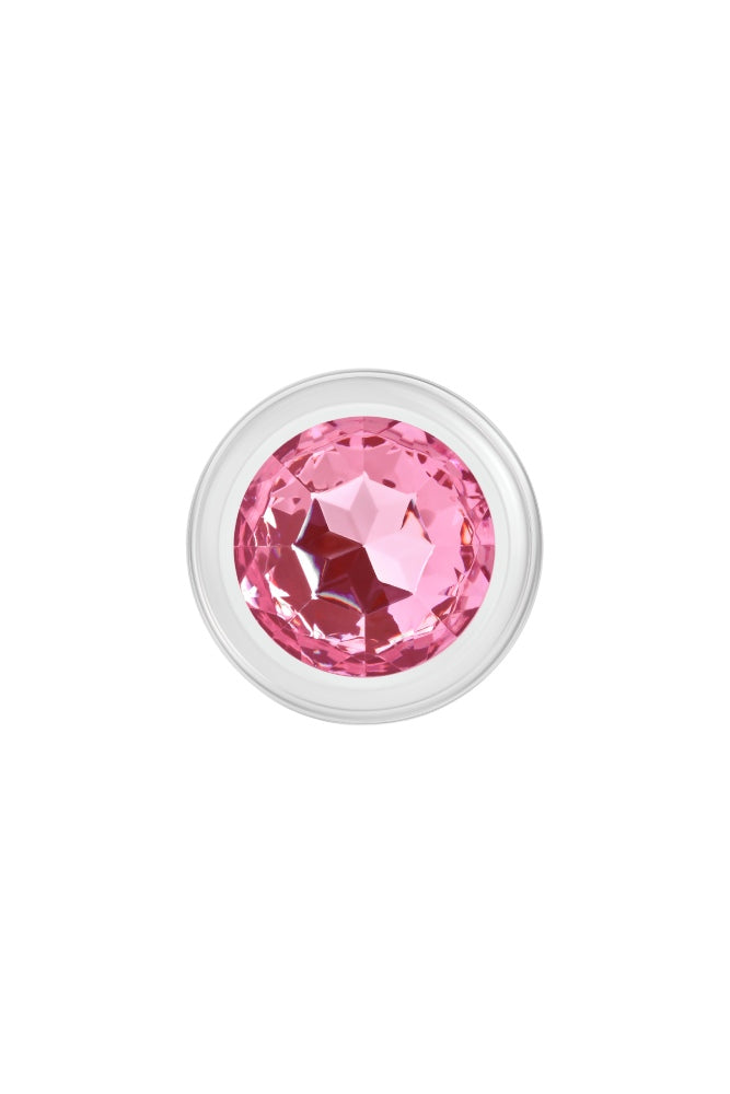 Adam & Eve - Pink Gem Glass Anal Plug - Clear/Pink - Stag Shop
