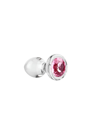 Adam & Eve - Pink Gem Glass Anal Plug - Clear/Pink - Stag Shop