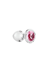 Thumbnail for Adam & Eve - Pink Gem Glass Anal Plug - Clear/Pink - Stag Shop