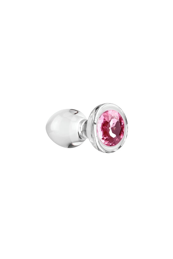 Adam & Eve - Pink Gem Glass Anal Plug - Clear/Pink - Stag Shop