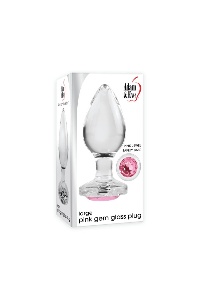 Adam & Eve - Pink Gem Glass Anal Plug - Clear/Pink - Stag Shop