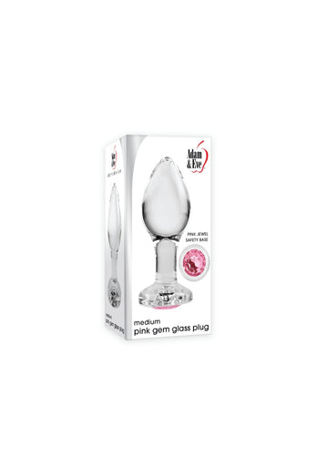 Adam & Eve - Pink Gem Glass Anal Plug - Clear/Pink - Stag Shop