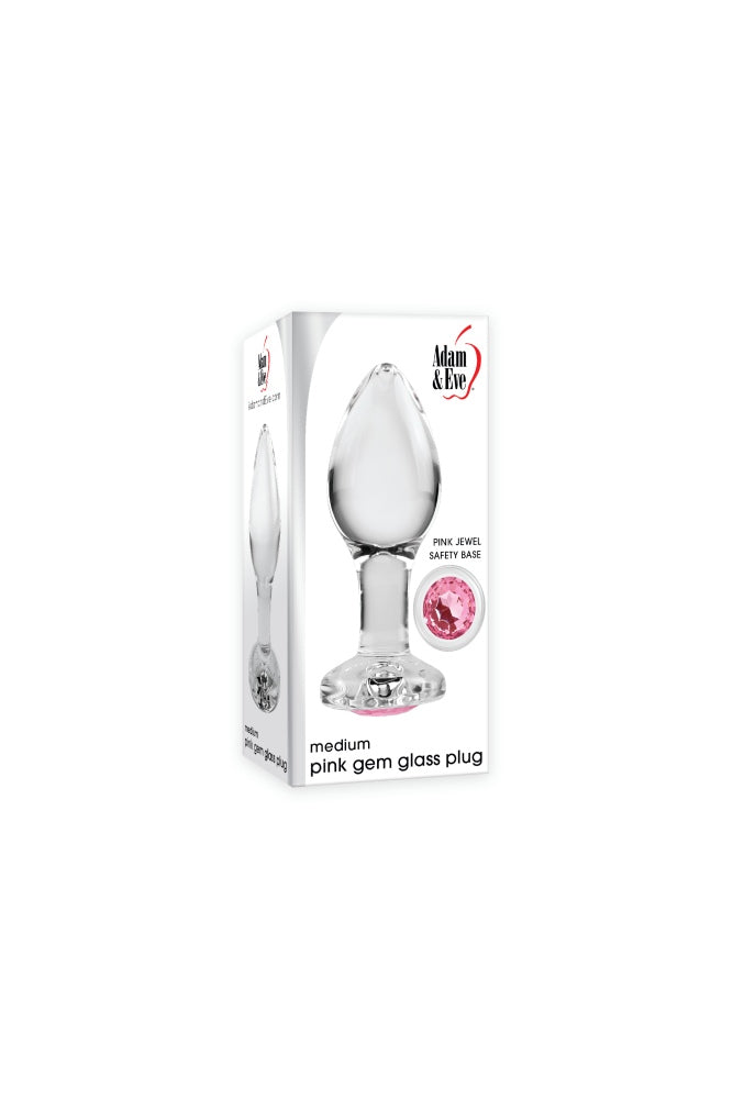 Adam & Eve - Pink Gem Glass Anal Plug - Clear/Pink - Stag Shop