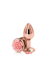 NS Novelties - Rear Assets - Aluminum Rose Butt Plug - Gold/Pink - Small - 3 Inch - Stag Shop