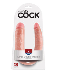 Pipedream - King Cock - Double Trouble Curved Ultra Realistic Double Ended Dildo - Large - Beige - Stag Shop