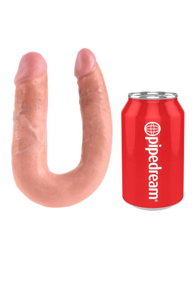 Pipedream - King Cock - Double Trouble Curved Ultra Realistic Double Ended Dildo - Medium - Beige - Stag Shop
