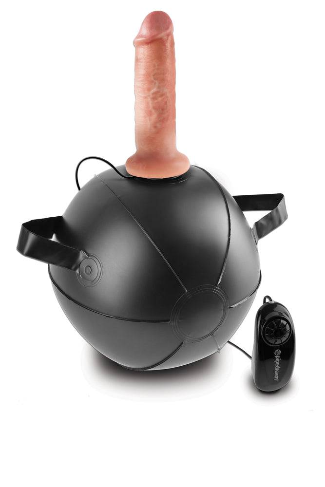 Pipedream - King Cock - Vibrating Mini Sex Ball with Realistic Dildo - 6 inch - Beige/Black - Stag Shop