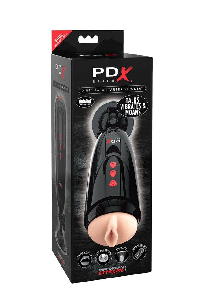 Pipedream Extreme - PDX Elite - Dirty Talk Interactive Vibrating Stroker - Stag Shop