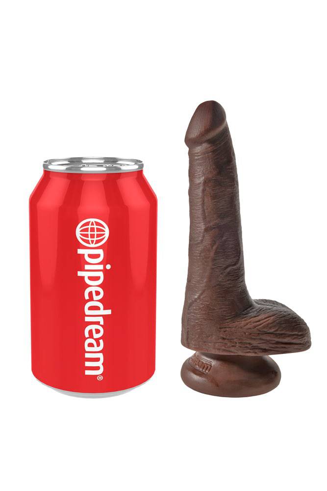 Pipedream - King Cock - Realistic Dildo with Balls - 6 inch - BROWN - Stag Shop