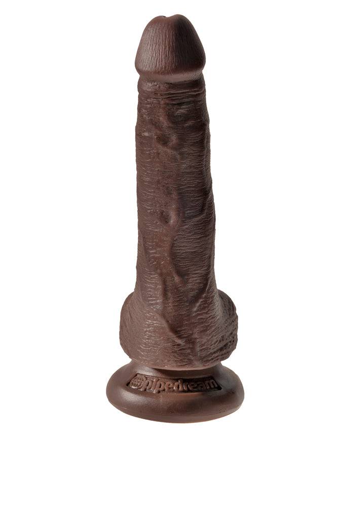 Pipedream - King Cock - Realistic Dildo with Balls - 6 inch - BROWN - Stag Shop