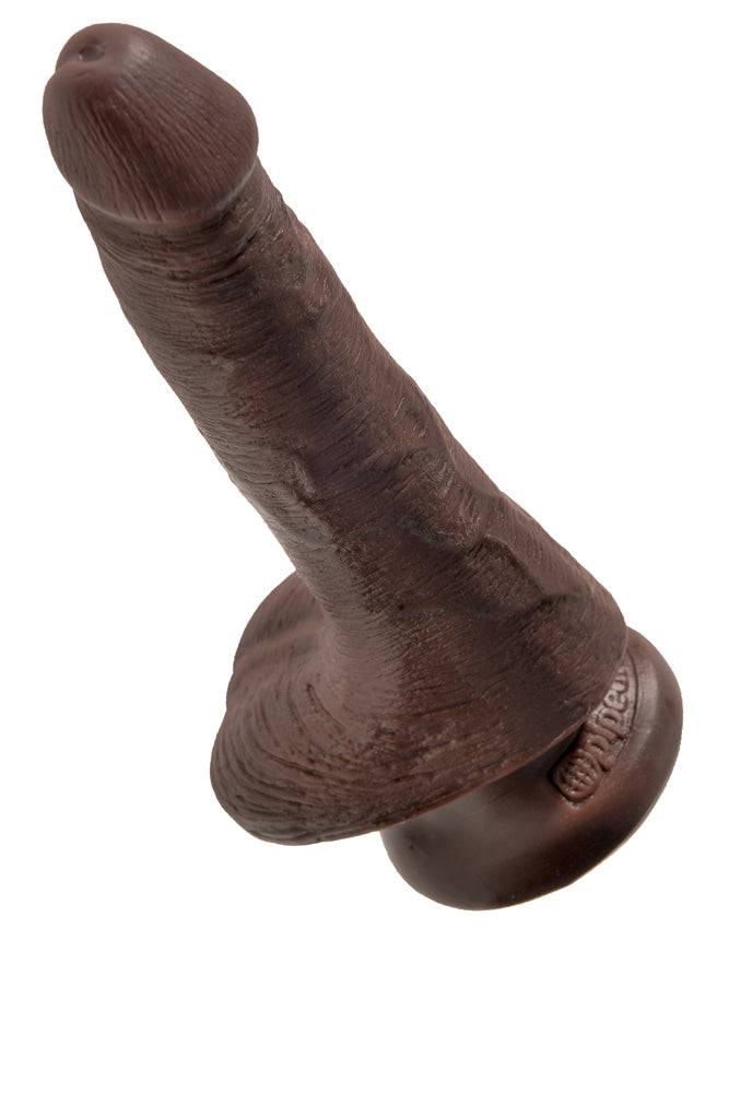Pipedream - King Cock - Realistic Dildo with Balls - 6 inch - BROWN - Stag Shop