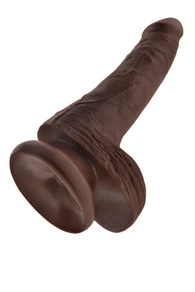 Pipedream - King Cock - Realistic Dildo with Balls - 6 inch - BROWN - Stag Shop