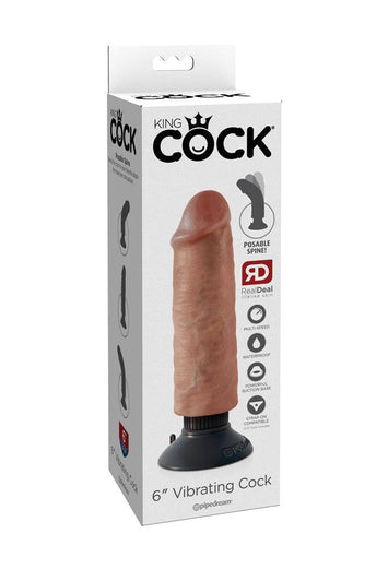 Pipedream - King Cock - Vibrating Realistic Cock - 6 inch - Tan - Stag Shop