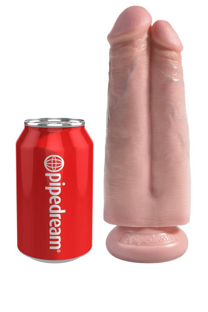 Pipedream - King Cock - Two Cocks One Hole Realistic Dual Penetration Dildo - 7 inch - Beige - Stag Shop