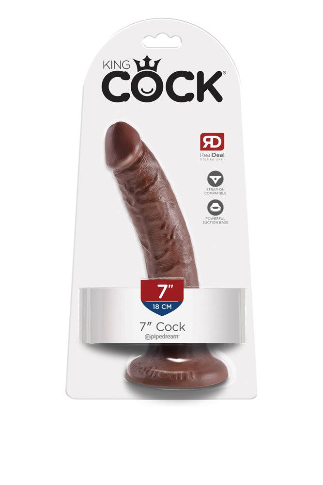 Pipedream - King Cock - Ultra Realistic Dildo - 7 inch - Brown - Stag Shop
