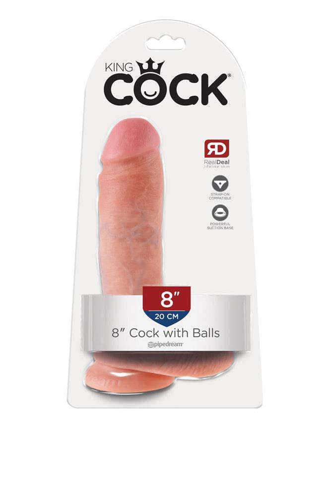 Pipedream - King Cock - Realistic Dildo with Balls - 8 inch - Beige - Stag Shop