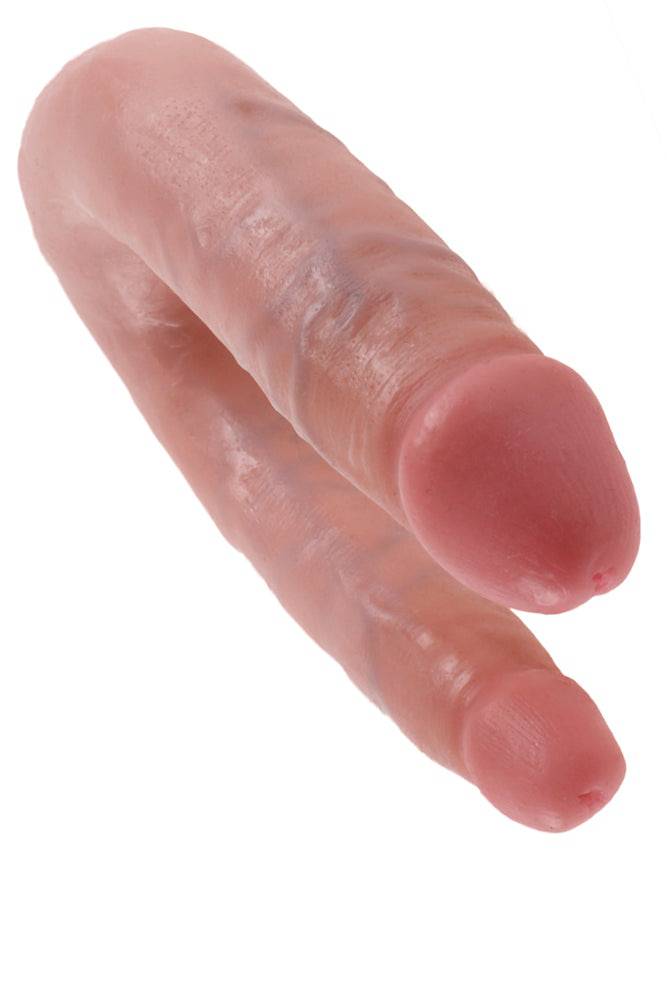 Pipedream - King Cock - Double Trouble Curved Ultra Realistic Double Ended Dildo - Small - Beige - Stag Shop