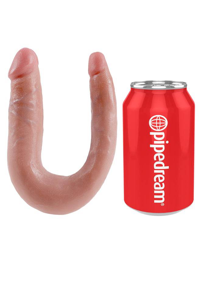 Pipedream - King Cock - Double Trouble Curved Ultra Realistic Double Ended Dildo - Small - Beige - Stag Shop