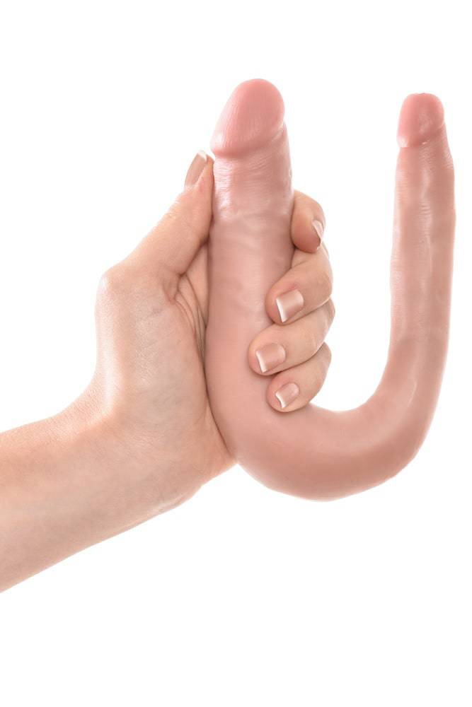 Pipedream - King Cock - Double Trouble Curved Ultra Realistic Double Ended Dildo - Small - Beige - Stag Shop
