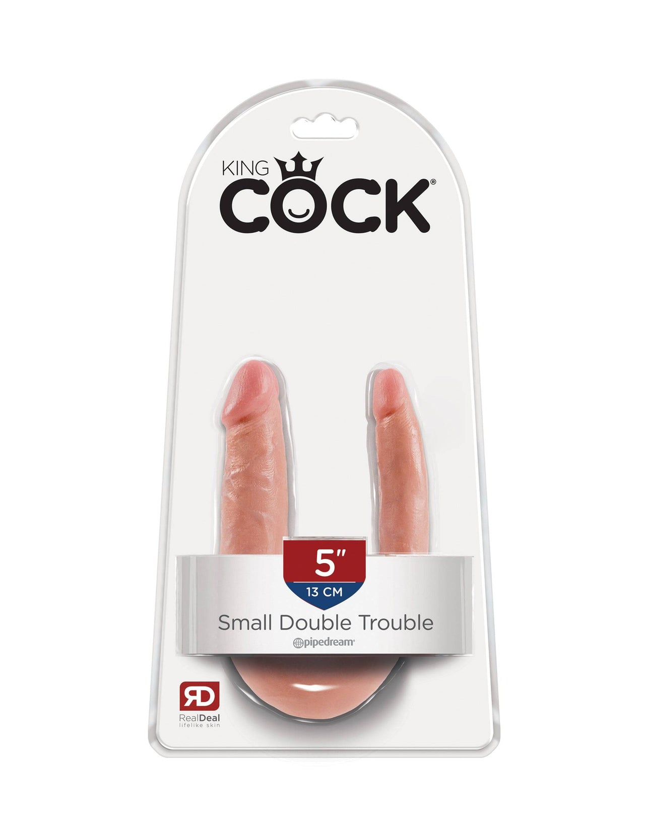 Pipedream - King Cock - Double Trouble Curved Ultra Realistic Double Ended Dildo - Small - Beige - Stag Shop