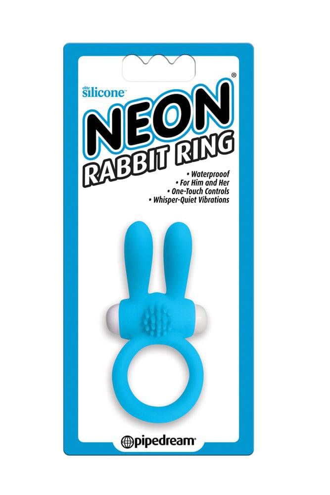 Pipedream - Neon - Rabbit Vibrating Cock Ring - Blue - Stag Shop