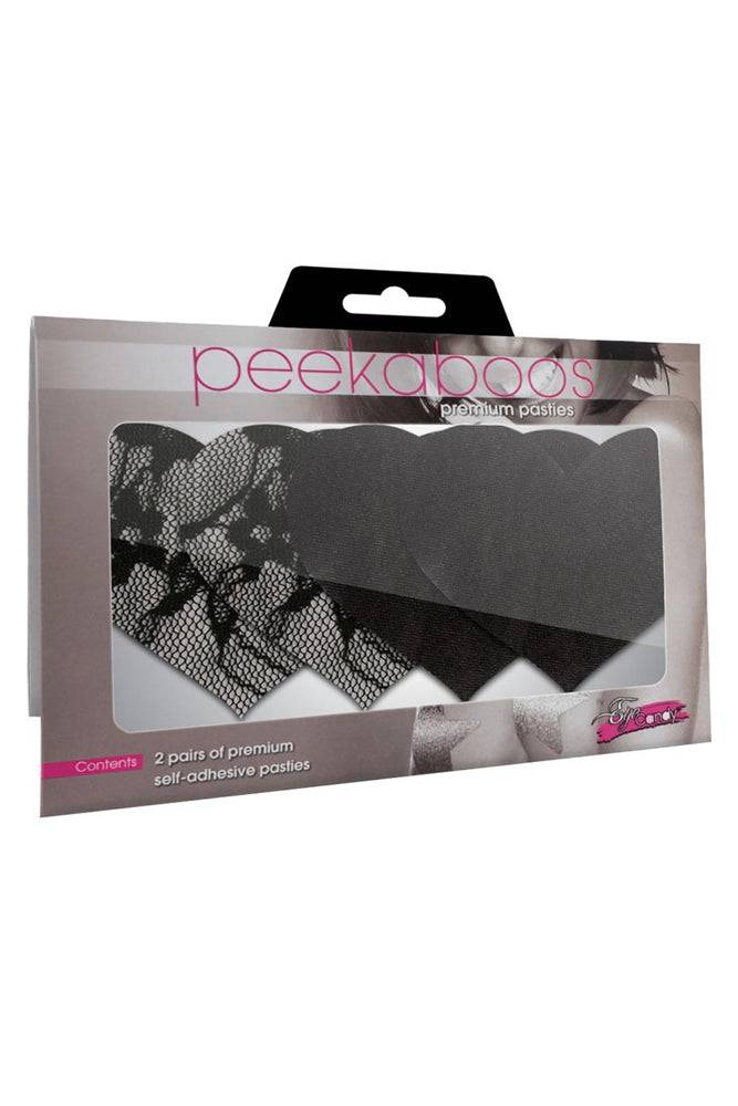 X-Gen - Peekaboos - Satin and Lace Hearts Pasties - Black - Stag Shop