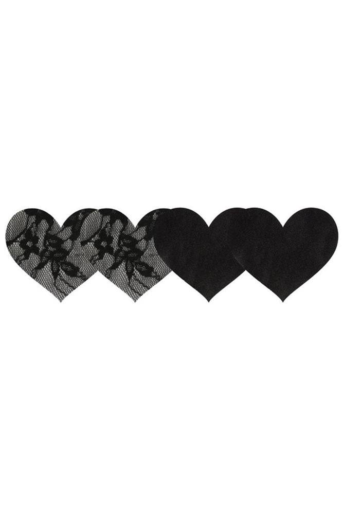 X-Gen - Peekaboos - Satin and Lace Hearts Pasties - Black - Stag Shop