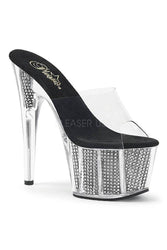 Pleaser USA - Adore 7 Inch Studded Slide - Black/Silver - Stag Shop