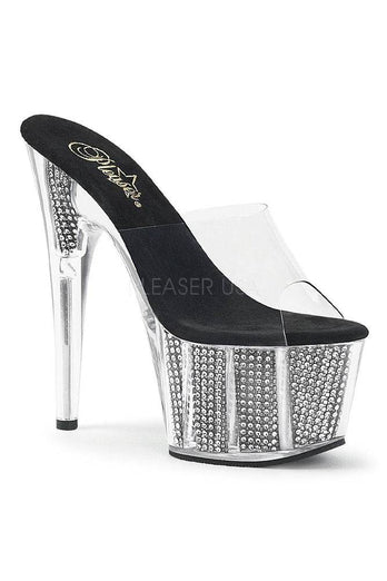 Pleaser USA - Adore 7 Inch Studded Slide - Black/Silver - Stag Shop