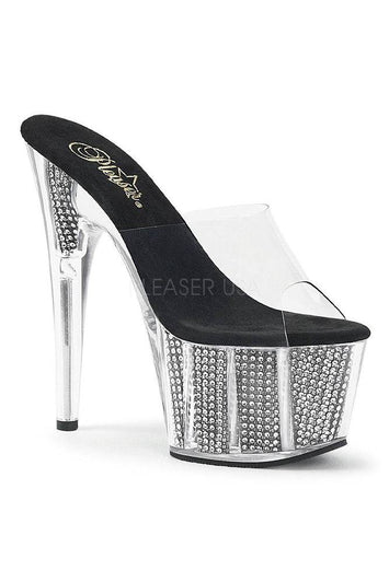 Pleaser USA - Adore 7 Inch Studded Slide - Black/Silver - Stag Shop
