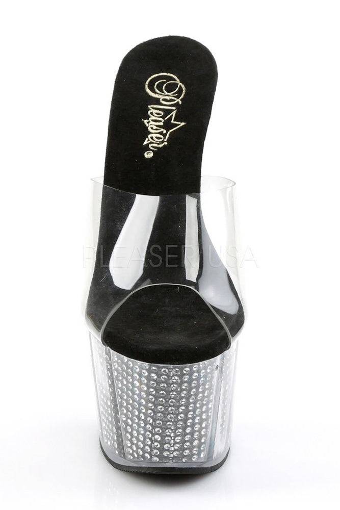 Pleaser USA - Adore 7 Inch Studded Slide - Black/Silver - Stag Shop