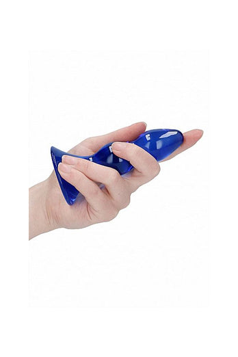 Shots Toys - Chrystalino - Pleaser Glass Butt Plug - Blue - Stag Shop