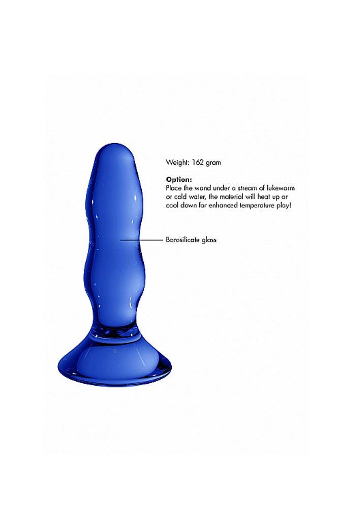 Shots Toys - Chrystalino - Pleaser Glass Butt Plug - Blue - Stag Shop