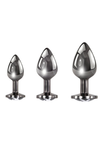 Playboy - Pleasure 3 Ways Metal Anal Training Kit - Silver/Black - Stag Shop