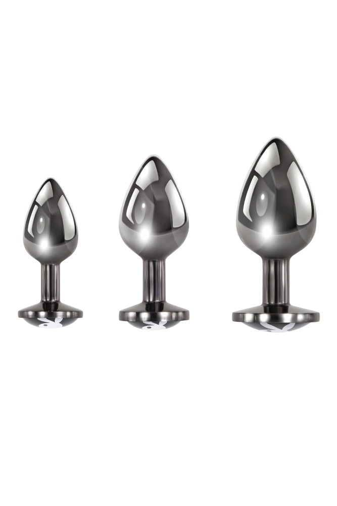 Playboy - Pleasure 3 Ways Metal Anal Training Kit - Silver/Black - Stag Shop