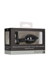Ouch by Shots Toys - Diamond Butt Plug With Handle - Black - Assorted - Stag Shop