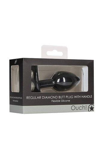Ouch by Shots Toys - Diamond Butt Plug With Handle - Black - Assorted - Stag Shop