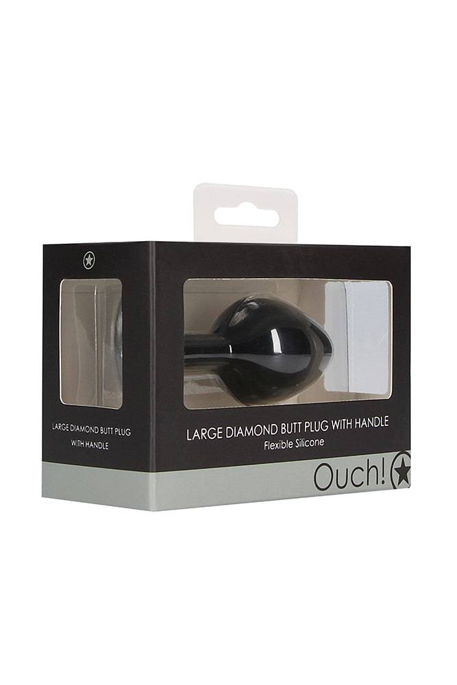 Ouch by Shots Toys - Diamond Butt Plug With Handle - Black - Assorted - Stag Shop