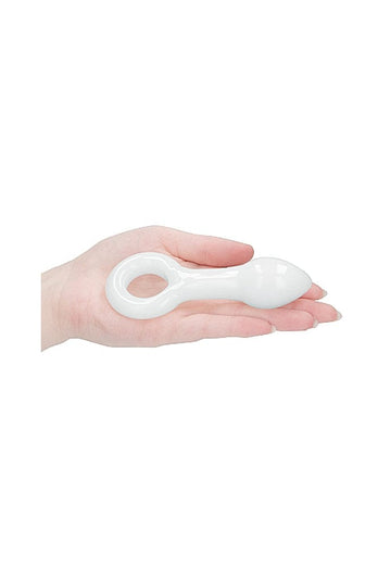 Shots Toys - Chrystalino - Plugger Glass Butt Plug - White - Stag Shop