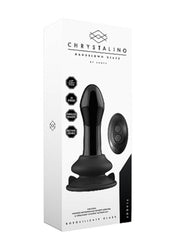 Shots Toys - Chrystalino - Pluggy Vibrating Glass Anal Plug with Suction Cup & Remote - Black - Stag Shop