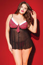 Coquette - 2465 - Babydoll & G-String - Black/Red - OS/XL - Stag Shop