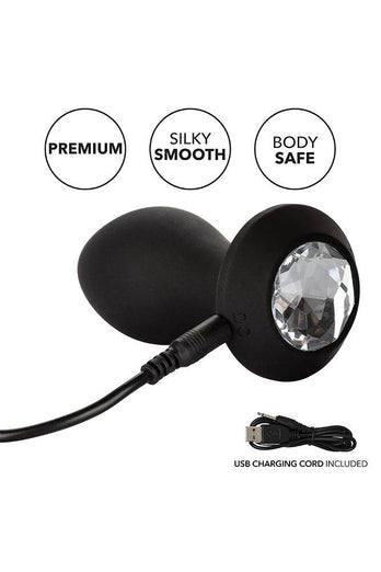 Cal Exotics - Power Gem Vibrating Crystal Butt Plug - Black - Stag Shop