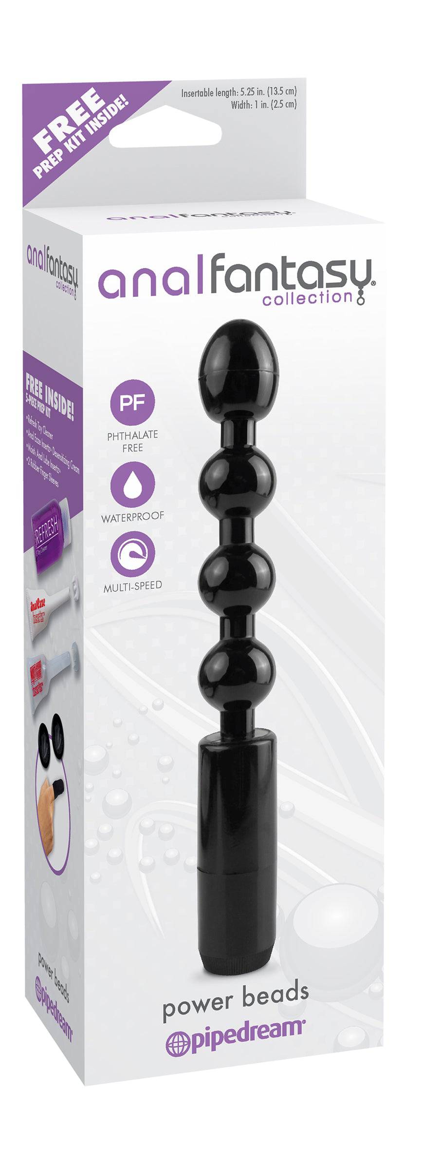 Pipedream - Anal Fantasy - Power Beads Vibrating Anal Beads - Black - Stag Shop
