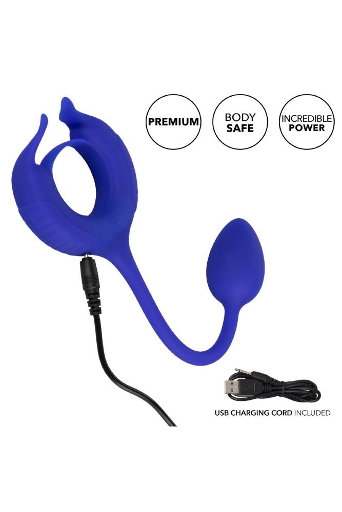Cal Exotics - Admiral - Plug & Play Weighted Vibrating Cock Ring - Blue - Stag Shop