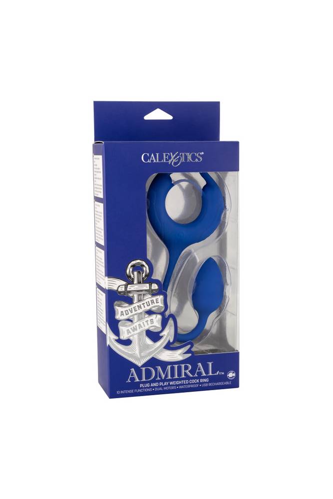 Cal Exotics - Admiral - Plug & Play Weighted Vibrating Cock Ring - Blue - Stag Shop